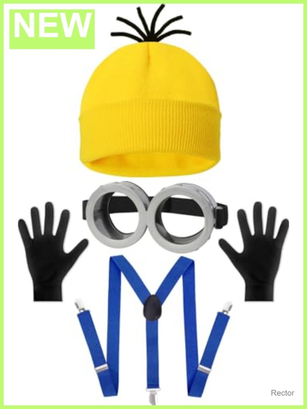 4 Pc Halloween Costume Set Goggles Beanie Suspenders Gloves